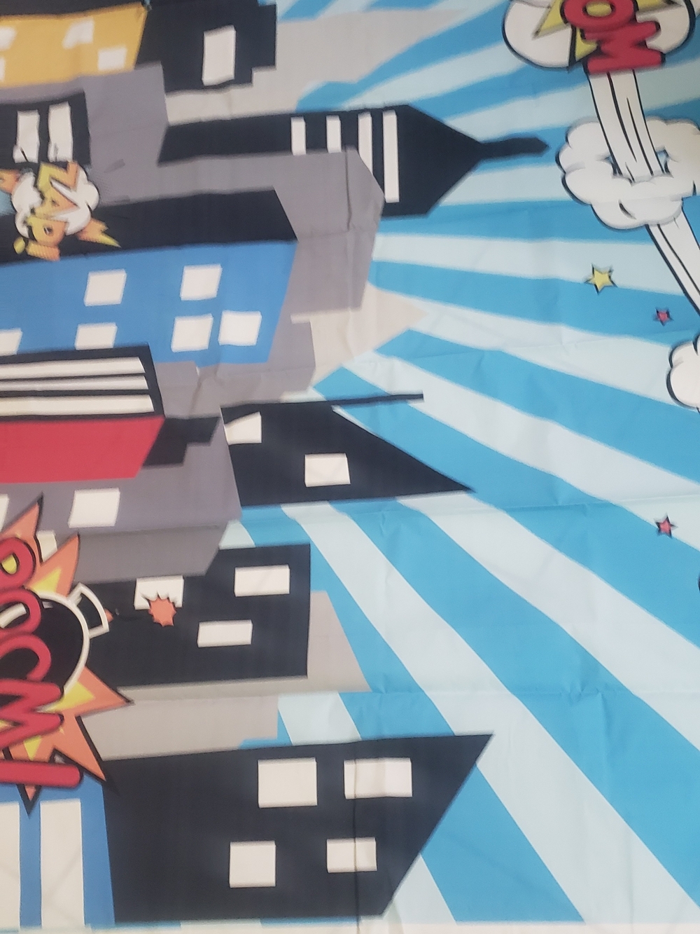 Brand new "Comic City Skyline" party backdrop vinyl banner, large